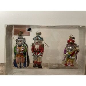 Kurt Adler Nutcracker Suite Glass Ornaments 3 PCS Medallion Collection Holiday